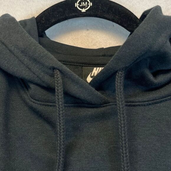 NIKE Women’s Heriatge Hoodie Small Black Cropped Pullover Sweatshirt Stripes - Picture 6 of 15